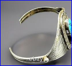 Vintage Native American Sterling Silver Turquoise Cuff Bracelet Size 5 1/2 18 G