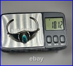 Vintage Native American Sterling Silver Turquoise Cuff Bracelet Size 5 1/2 18 G
