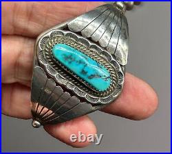 Vintage Native American Sterling Silver Turquoise Cuff Bracelet Size 5 1/2 18 G