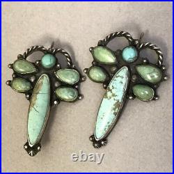 Vintage Native American Sterling Silver Turquoise Dragonfly Earrings