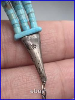 Vintage Native American Sterling Silver Turquoise Heishi Choker Necklace 16