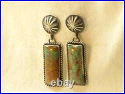 Vintage Native American Sterling Silver Turquoise Kirk Smith Earrings
