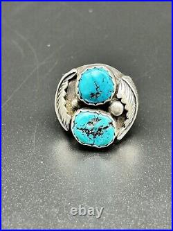 Vintage Native American Sterling Silver Turquoise Men Ring Size 10 20 grams