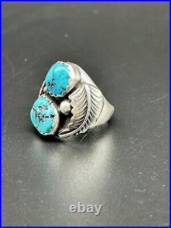 Vintage Native American Sterling Silver Turquoise Men Ring Size 10 20 grams