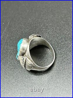 Vintage Native American Sterling Silver Turquoise Men Ring Size 10 20 grams