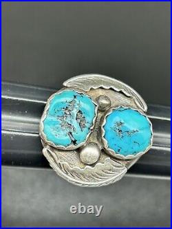 Vintage Native American Sterling Silver Turquoise Men Ring Size 10 20 grams
