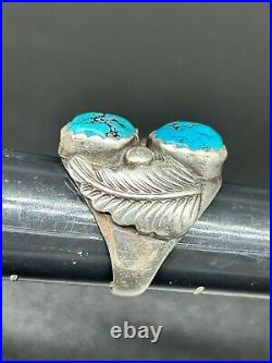 Vintage Native American Sterling Silver Turquoise Men Ring Size 10 20 grams