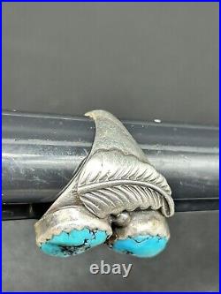 Vintage Native American Sterling Silver Turquoise Men Ring Size 10 20 grams