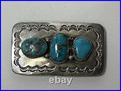 Vintage Native American Sterling Silver Turquoise Money Clip Signed Gordon 35g
