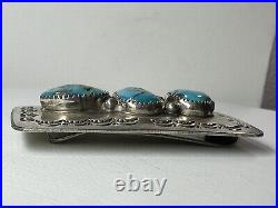 Vintage Native American Sterling Silver Turquoise Money Clip Signed Gordon 35g