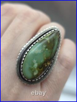 Vintage Native American Sterling Silver Turquoise Navajo GILBERT DAMON RING SIZE