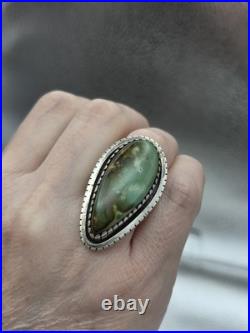 Vintage Native American Sterling Silver Turquoise Navajo GILBERT DAMON RING SIZE