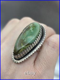 Vintage Native American Sterling Silver Turquoise Navajo GILBERT DAMON RING SIZE
