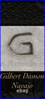 Vintage Native American Sterling Silver Turquoise Navajo GILBERT DAMON RING SIZE