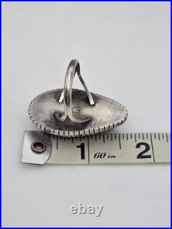 Vintage Native American Sterling Silver Turquoise Navajo GILBERT DAMON RING SIZE