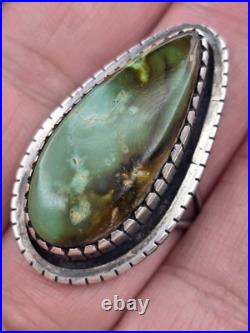 Vintage Native American Sterling Silver Turquoise Navajo GILBERT DAMON RING SIZE