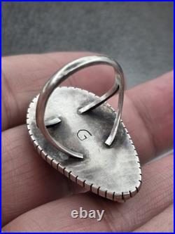 Vintage Native American Sterling Silver Turquoise Navajo GILBERT DAMON RING SIZE