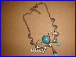 Vintage Native American Sterling Silver & Turquoise Necklace