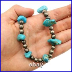 Vintage Native American Sterling Silver Turquoise Necklace