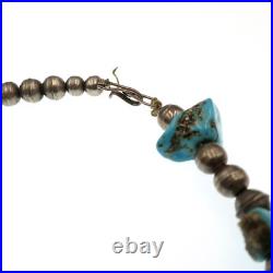 Vintage Native American Sterling Silver Turquoise Necklace