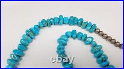 Vintage Native American Sterling Silver Turquoise Nugget Necklace, 24 1/2