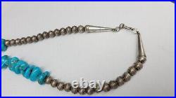 Vintage Native American Sterling Silver Turquoise Nugget Necklace, 24 1/2