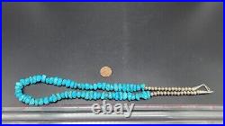 Vintage Native American Sterling Silver Turquoise Nugget Necklace, 24 1/2