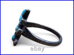 Vintage Native American Sterling Silver Turquoise Petit Point Zuni Ring Size 7