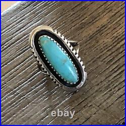 Vintage Native American Sterling Silver Turquoise Ring, Benson Yazzie