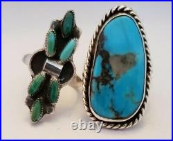 Vintage Native American Sterling Silver Turquoise Ring Lot