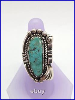 Vintage Native American Sterling Silver Turquoise Ring Marked D w Arrow