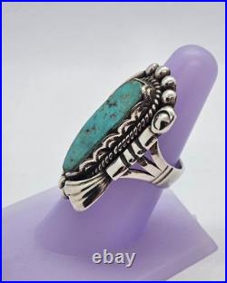 Vintage Native American Sterling Silver Turquoise Ring Marked D w Arrow