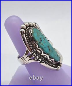 Vintage Native American Sterling Silver Turquoise Ring Marked D w Arrow
