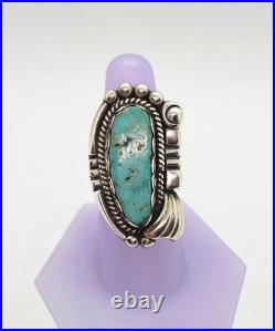 Vintage Native American Sterling Silver Turquoise Ring Marked D w Arrow