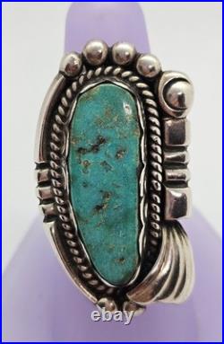Vintage Native American Sterling Silver Turquoise Ring Marked D w Arrow