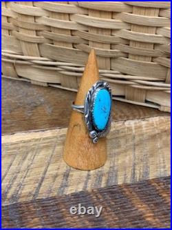 Vintage Native American Sterling Silver Turquoise Ring Signed Robt Kelley