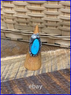 Vintage Native American Sterling Silver Turquoise Ring Signed Robt Kelley