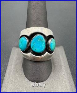 Vintage Native American Sterling Silver Turquoise Ring Size 10