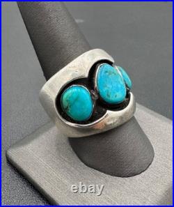 Vintage Native American Sterling Silver Turquoise Ring Size 10