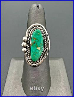 Vintage Native American Sterling Silver Turquoise Ring Size 6.5