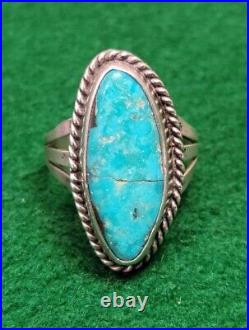 Vintage Native American Sterling Silver Turquoise Ring Size 8.5