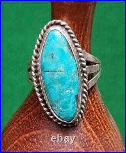 Vintage Native American Sterling Silver Turquoise Ring Size 8.5