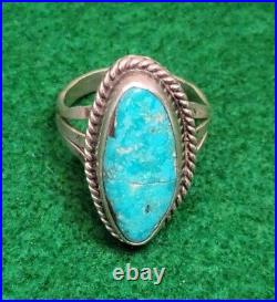 Vintage Native American Sterling Silver Turquoise Ring Size 8.5