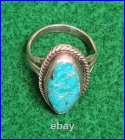 Vintage Native American Sterling Silver Turquoise Ring Size 8.5