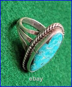 Vintage Native American Sterling Silver Turquoise Ring Size 8.5