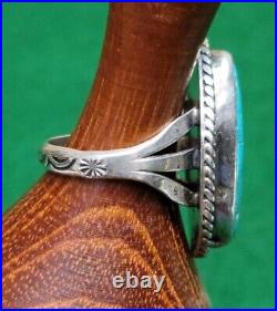 Vintage Native American Sterling Silver Turquoise Ring Size 8.5
