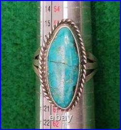 Vintage Native American Sterling Silver Turquoise Ring Size 8.5