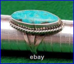 Vintage Native American Sterling Silver Turquoise Ring Size 8.5