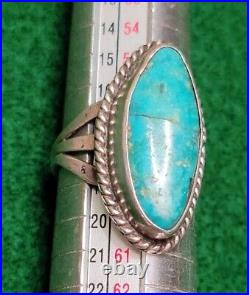 Vintage Native American Sterling Silver Turquoise Ring Size 8.5