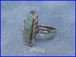 Vintage Native American Sterling Silver Turquoise Ring Size 9